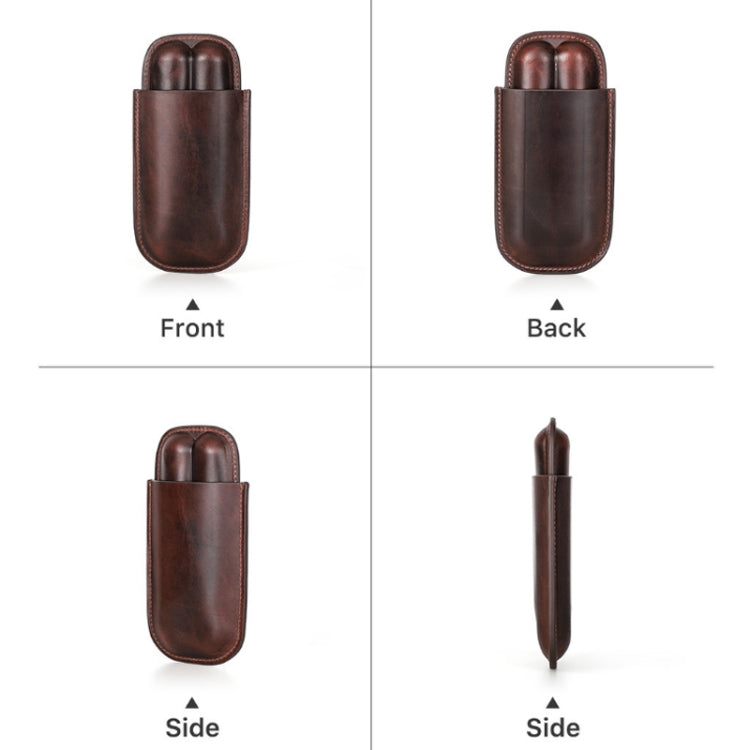 CONTACTS FAMILY 2 In 1 Portable Genuine Leather Cigar Humidor