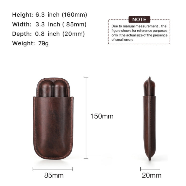 CONTACTS FAMILY 2 In 1 Portable Genuine Leather Cigar Humidor