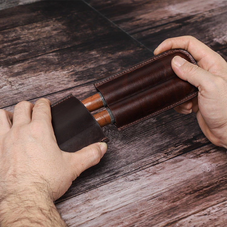 CONTACTS FAMILY 2 In 1 Portable Genuine Leather Cigar Humidor