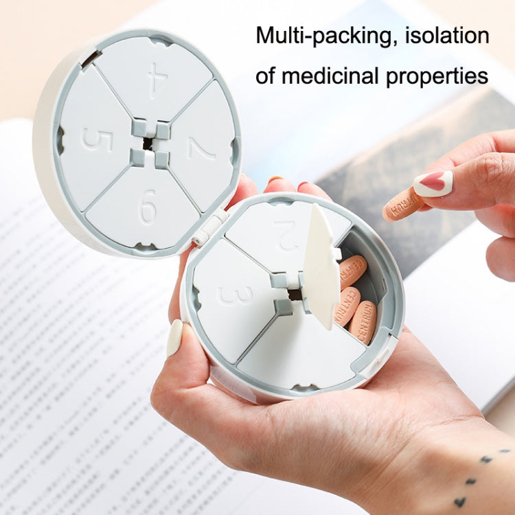 Double-layer Round Eight Grids Portable Medicine Box with Cutter