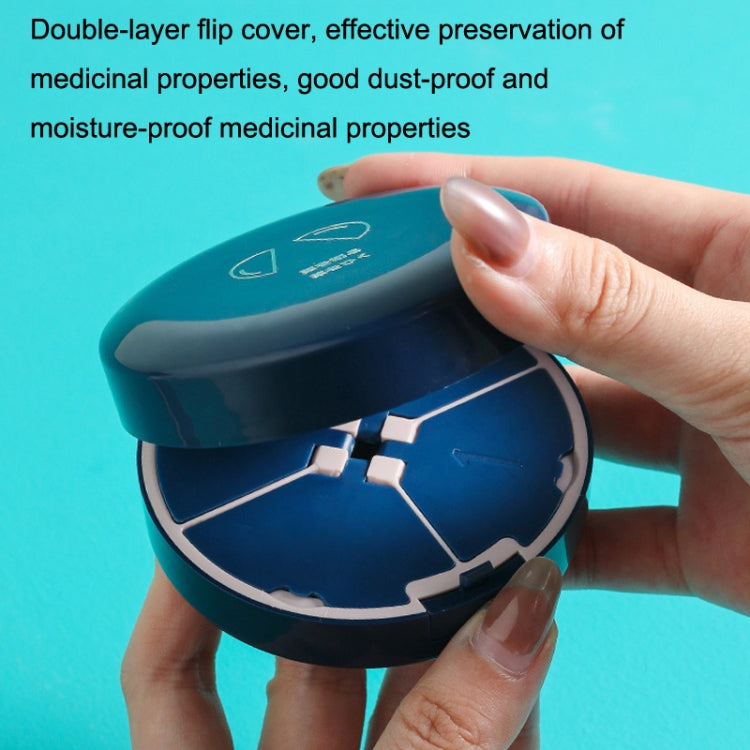 Double-layer Round Eight Grids Portable Medicine Box with Cutter