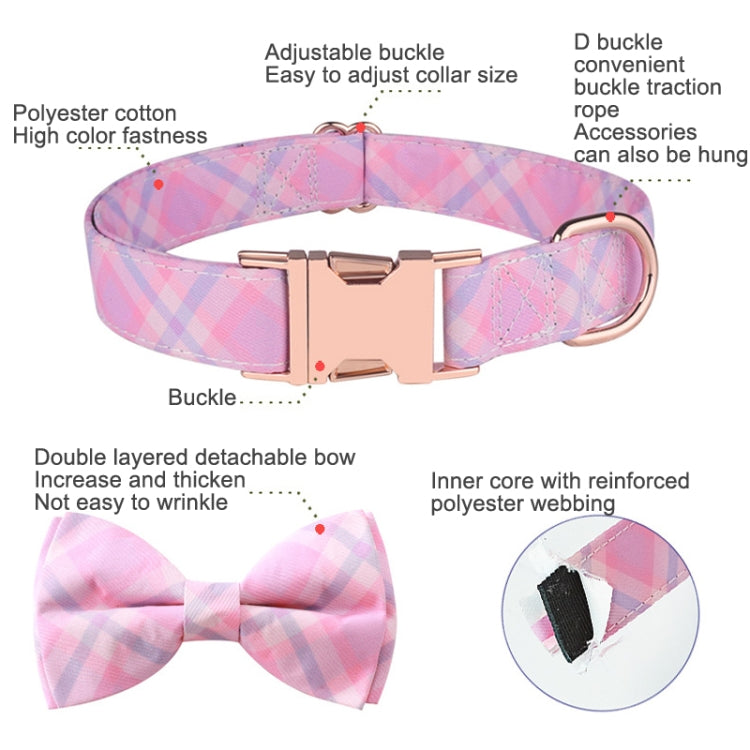 Rose Gold Buckle Pet Detachable Bow Collar, Size: