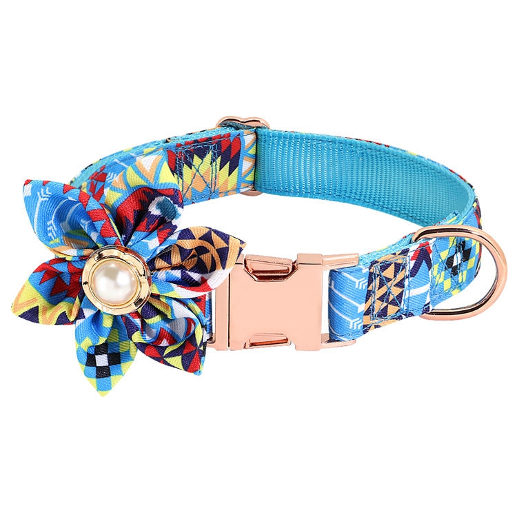 Pet Flower Adjustable Collar Metal Buckle Can be Engraved Dog Collar, Size: