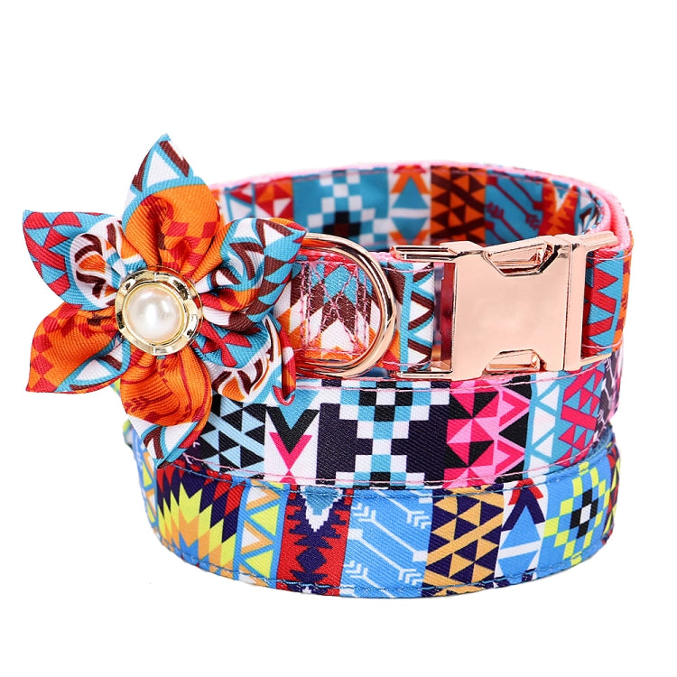 Pet Flower Adjustable Collar Metal Buckle Can be Engraved Dog Collar, Size: