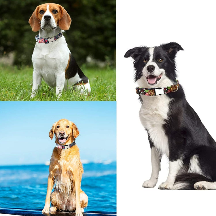 Ethnic Bohemian Floral Half Metal Buckle Dog Collar, Size: