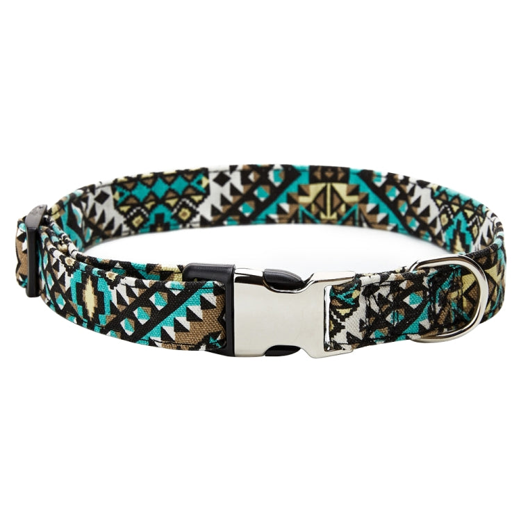 Ethnic Bohemian Floral Half Metal Buckle Dog Collar, Size: