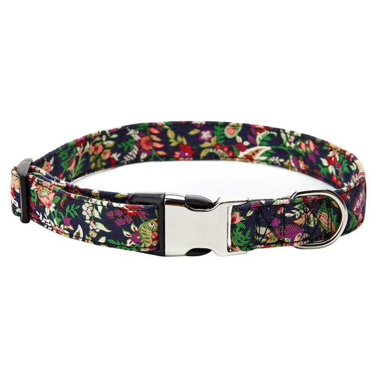 Ethnic Bohemian Floral Half Metal Buckle Dog Collar, Size: