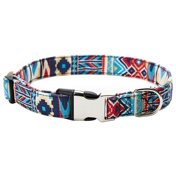 Ethnic Bohemian Floral Half Metal Buckle Dog Collar, Size:
