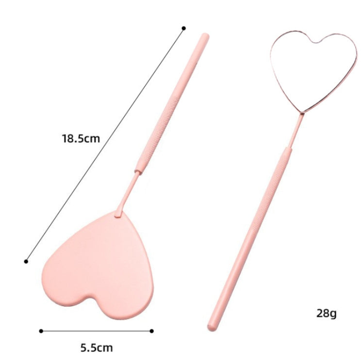 Stainless Steel Heart Shaped Grafting Eyelashes Inspection Mirror Beauty Tool
