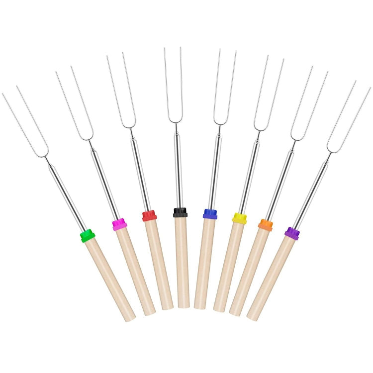 1124-7 Retractable Wooden Stick Marshmallow BBQ Fork, Spsc: Drawstring Bag