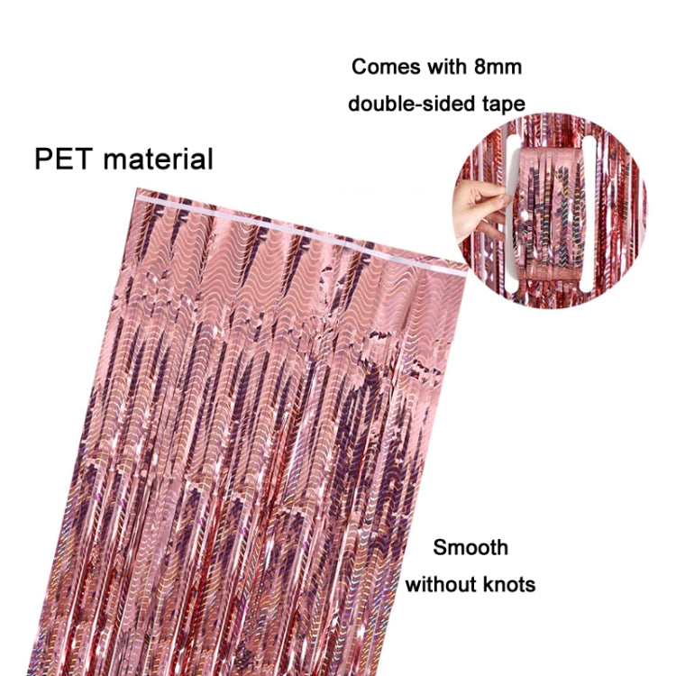 2 PCS Laser Rain Curtain Birthday Party Background Wall Decoration, Color: 2M Light Blue