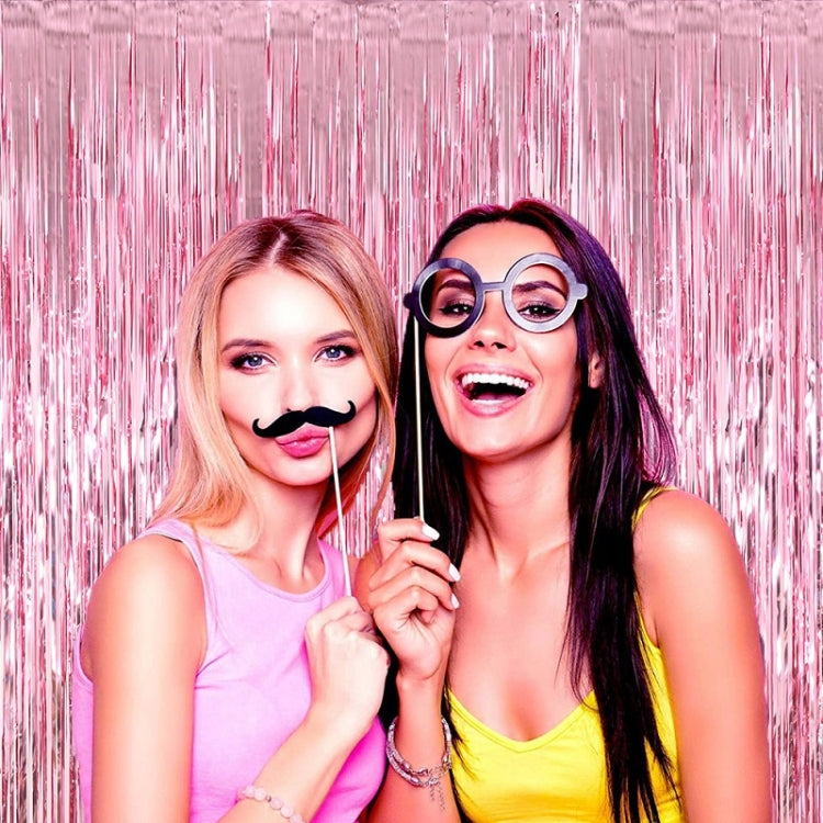 2 PCS Laser Rain Curtain Birthday Party Background Wall Decoration, Color: 2M Light Blue