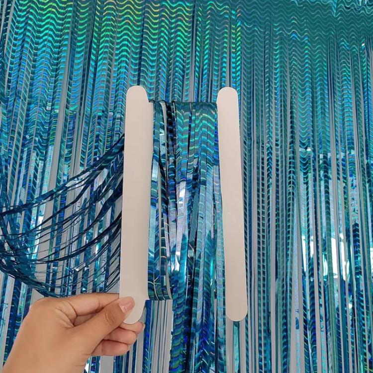2 PCS Laser Rain Curtain Birthday Party Background Wall Decoration, Color: 2M Light Blue