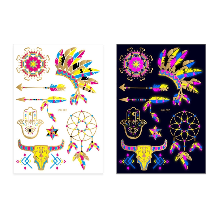 2 PCS Fluorescent Bronzing Waterproof Tattoo Stickers