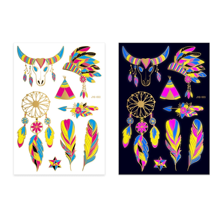 2 PCS Fluorescent Bronzing Waterproof Tattoo Stickers