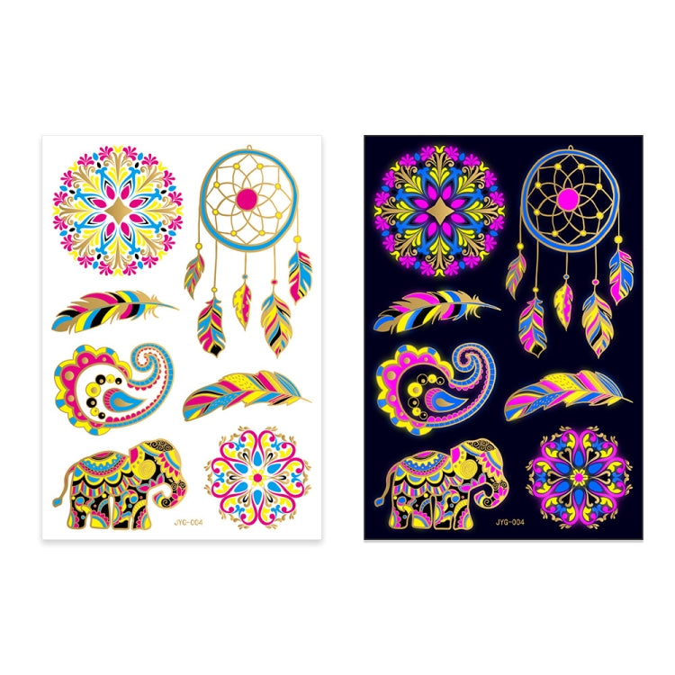 2 PCS Fluorescent Bronzing Waterproof Tattoo Stickers