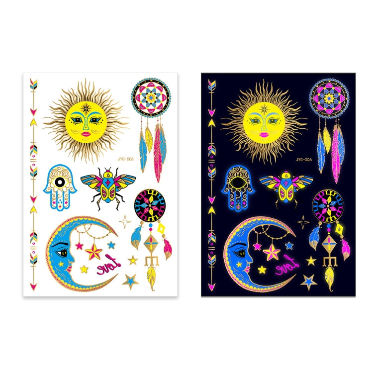 2 PCS Fluorescent Bronzing Waterproof Tattoo Stickers