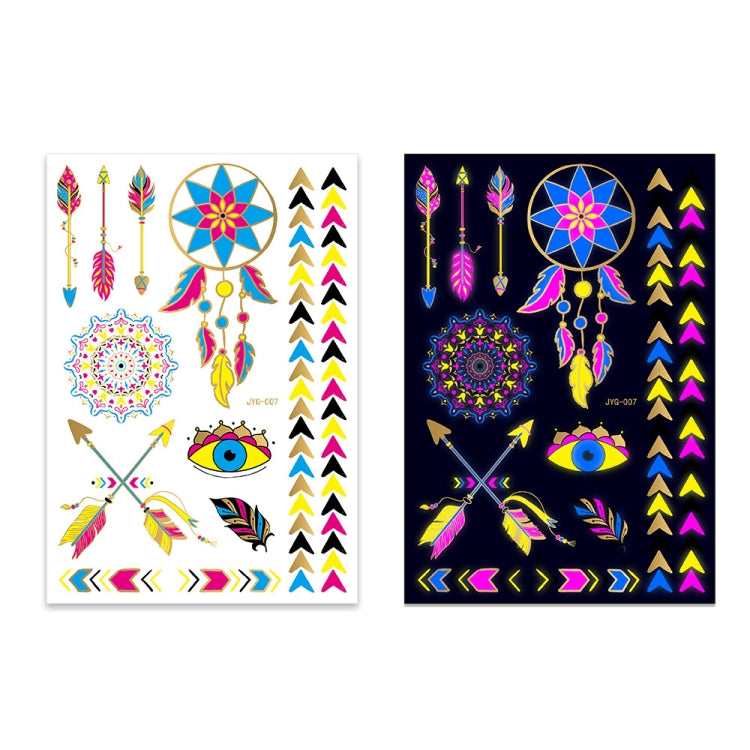 2 PCS Fluorescent Bronzing Waterproof Tattoo Stickers