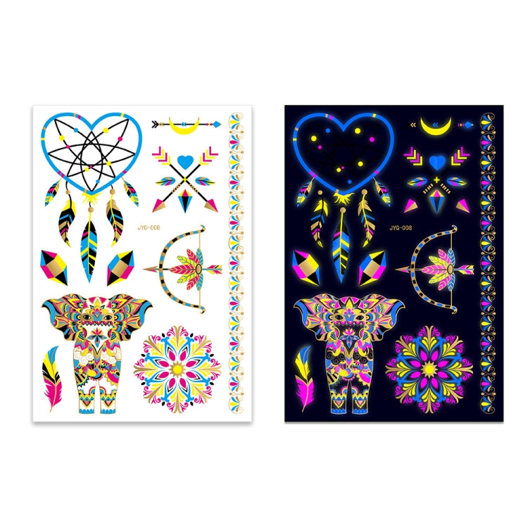 2 PCS Fluorescent Bronzing Waterproof Tattoo Stickers