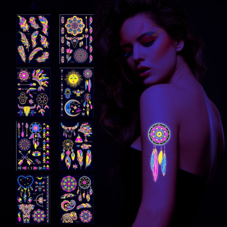 2 PCS Fluorescent Bronzing Waterproof Tattoo Stickers
