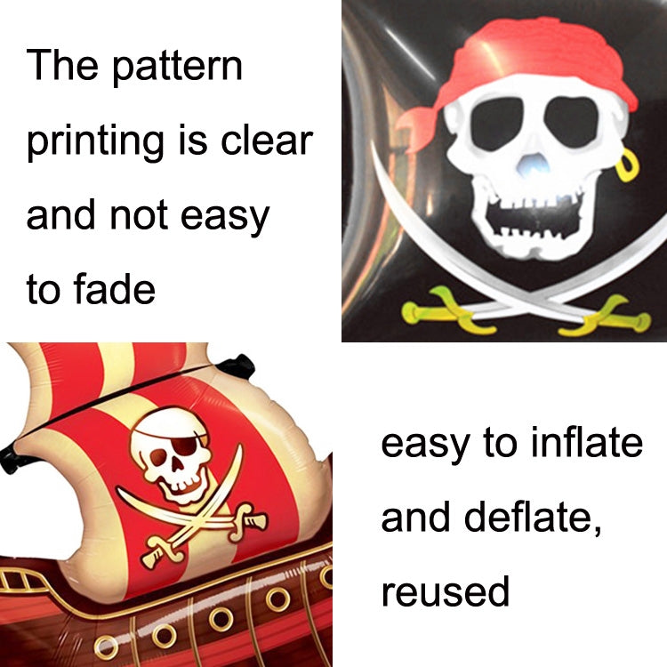 5PCS Pirate Ship Balloon Cartoon Halloween Aluminum Film Balloon