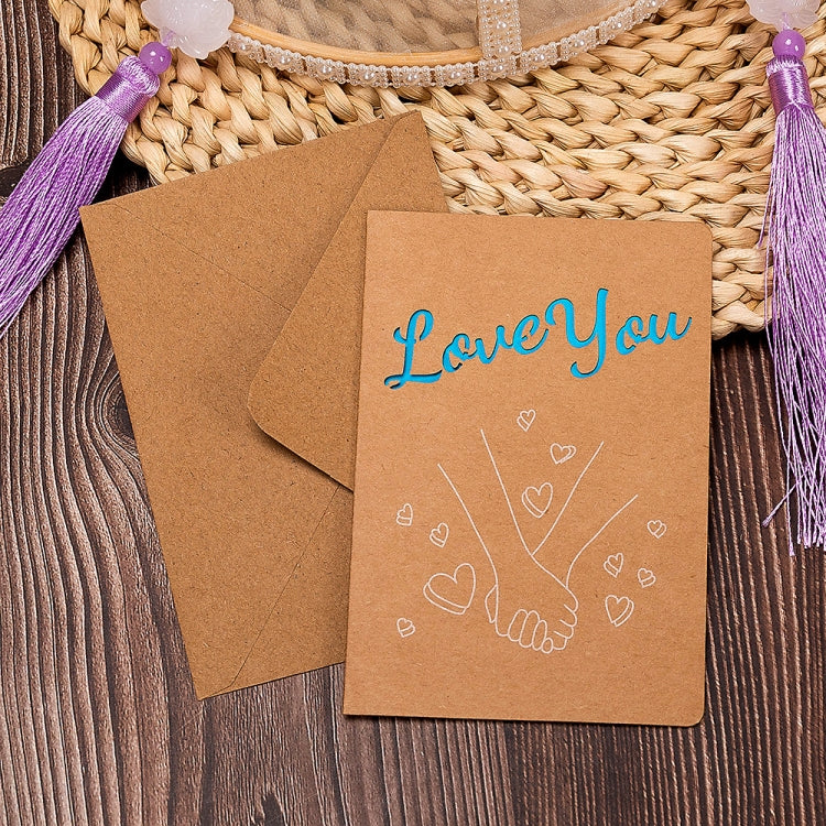 10 PCS Retro Hollow Kraft Blessing Card with Envelope