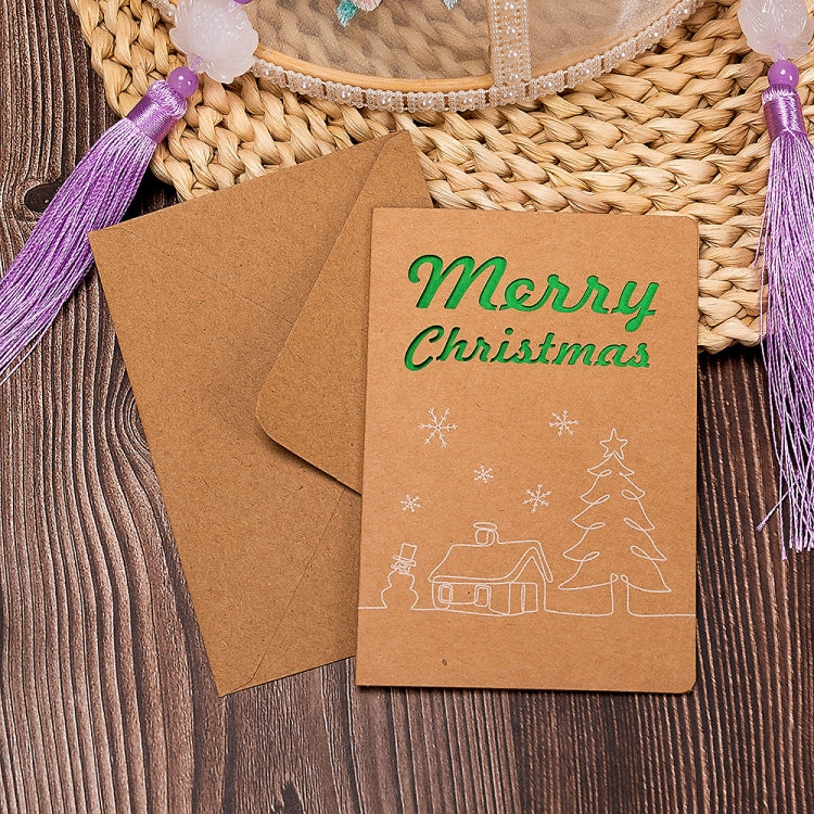10 PCS Retro Hollow Kraft Blessing Card with Envelope