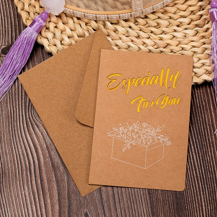 10 PCS Retro Hollow Kraft Blessing Card with Envelope