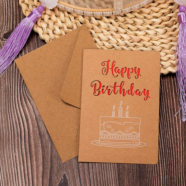 10 PCS Retro Hollow Kraft Blessing Card with Envelope