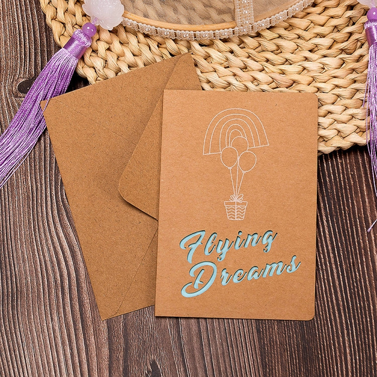 10 PCS Retro Hollow Kraft Blessing Card with Envelope