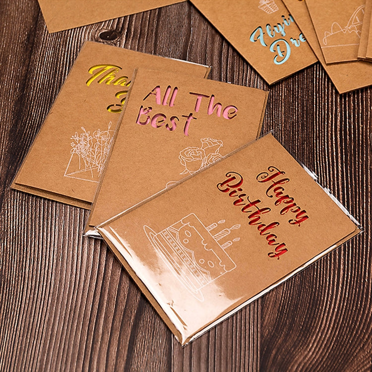 10 PCS Retro Hollow Kraft Blessing Card with Envelope