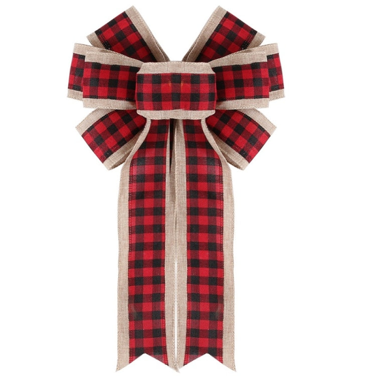 Fine Linen Plaid Christmas Bow Festive Scene Decoration