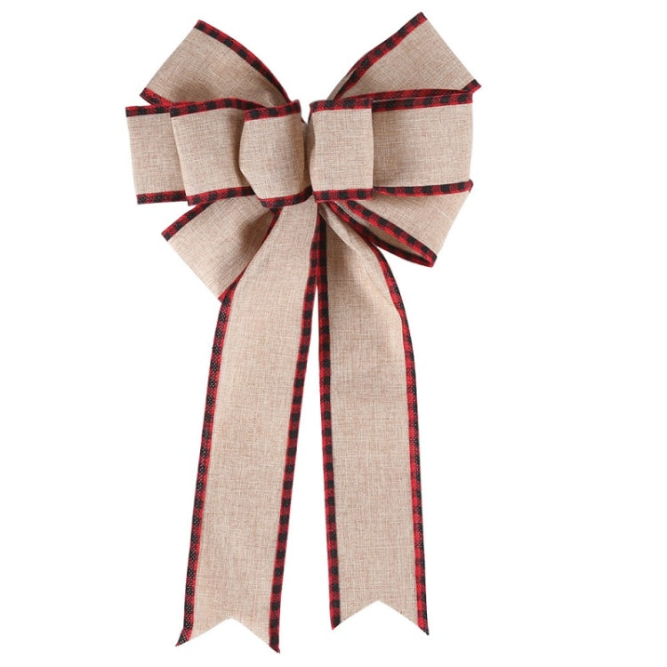 Fine Linen Plaid Christmas Bow Festive Scene Decoration