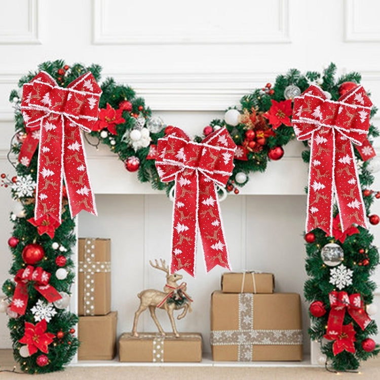 Fine Linen Plaid Christmas Bow Festive Scene Decoration