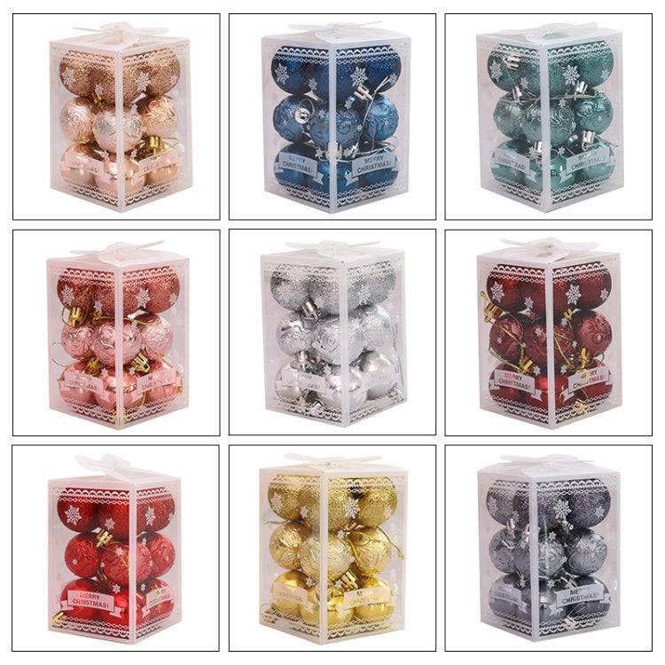 12pcs/pack 4cm Christmas Ball Special Shape + Glitter + Bright Set