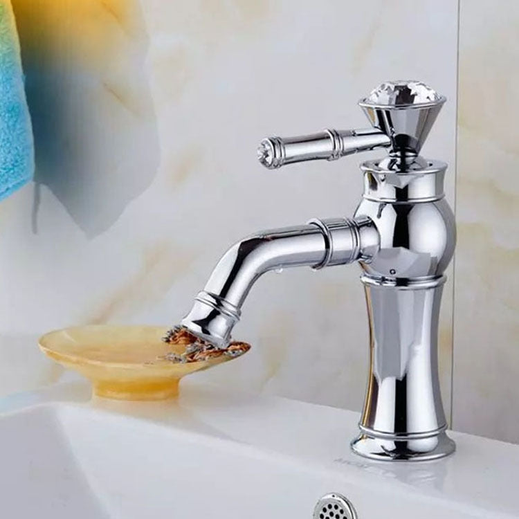 All Bronze Bathroom Basin Hot And Cold Water Faucet, Style: