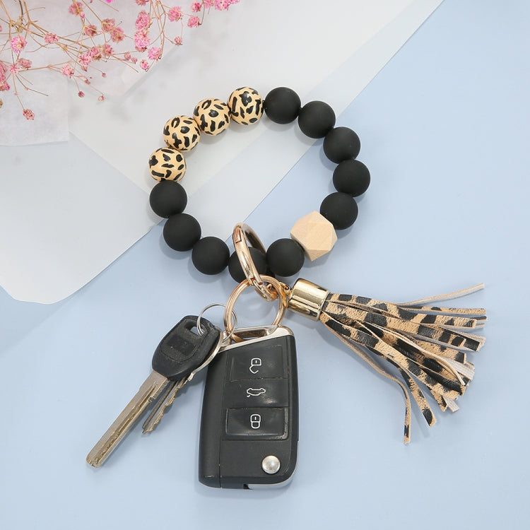 2 PCS Wooden Bead Frosted Bracelet Key Chain Pendant