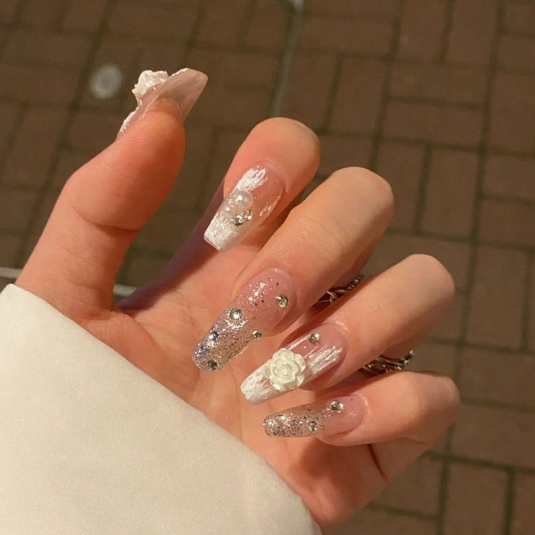 SP0473 30Pcs/Pack 3D Camellia Nail Art Decorative Rhinestones