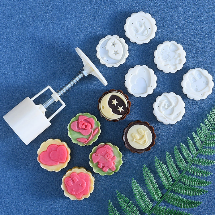 2 PCS Moon Festival Round Hand-Pressed Pastry Mold Baking Tools, Model: