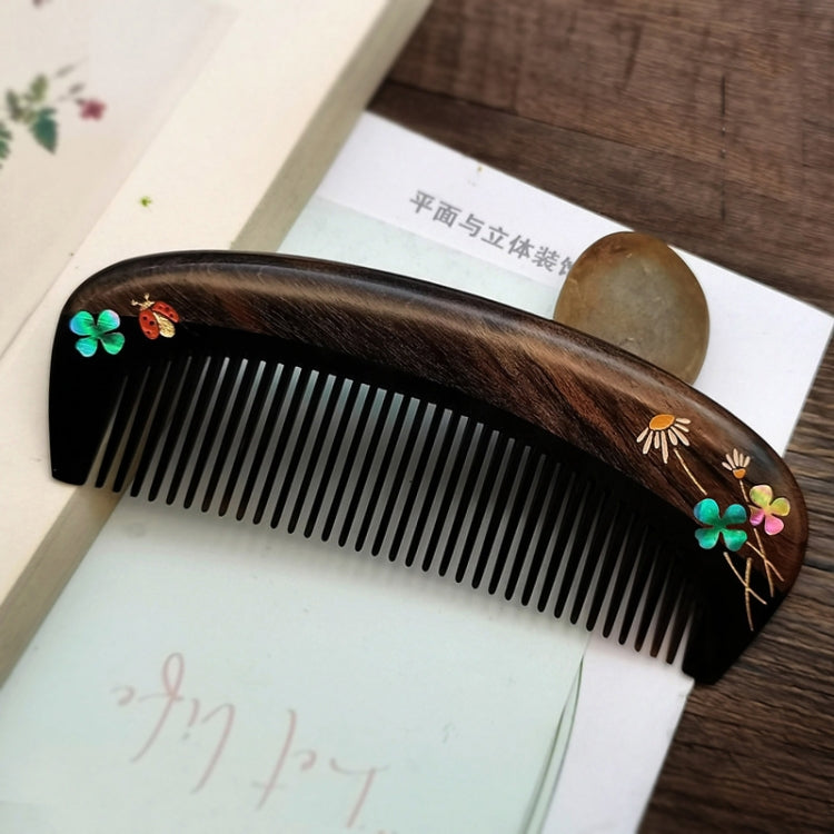Sandalwood Comb Mother of Pearl Inlay Art Painted Comb