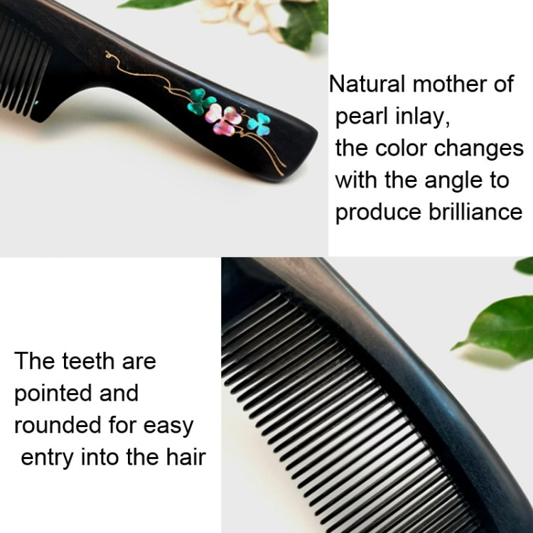 Clover Long Handle Sandalwood Comb Classical Craft Comb,Package: