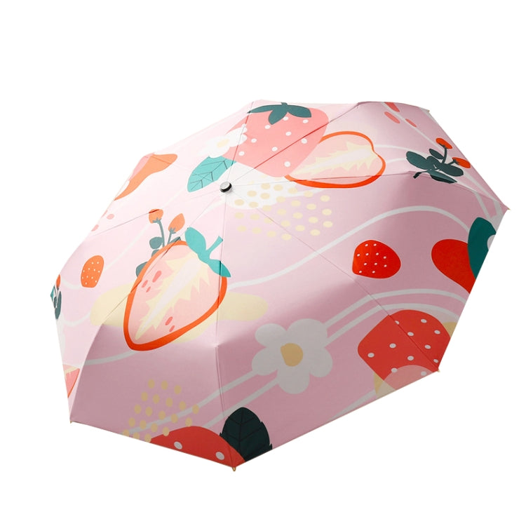 Small Fresh Automatic Umbrella Gold Glue Fabric Tri-fold Parasol