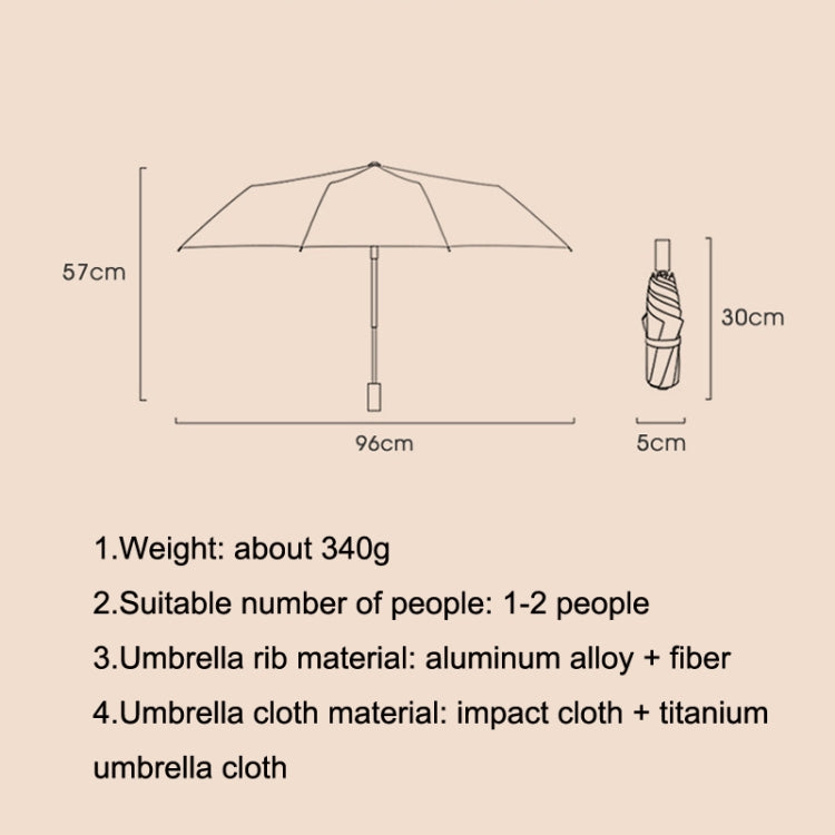 Small Fresh Automatic Umbrella Gold Glue Fabric Tri-fold Parasol
