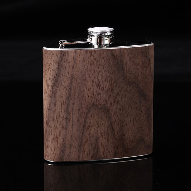 6oz Wood Leather Hip Flask Stainless Steel Whiskey Wine Alcohol Flagon