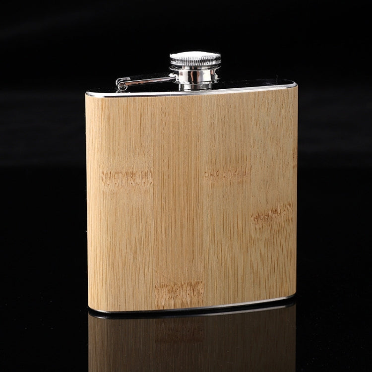 6oz Wood Leather Hip Flask Stainless Steel Whiskey Wine Alcohol Flagon