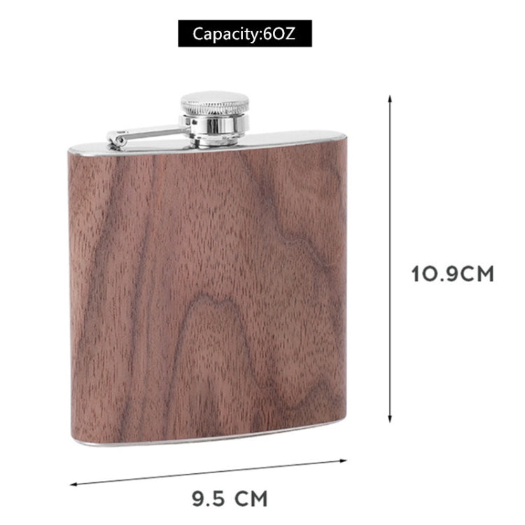 6oz Wood Leather Hip Flask Stainless Steel Whiskey Wine Alcohol Flagon
