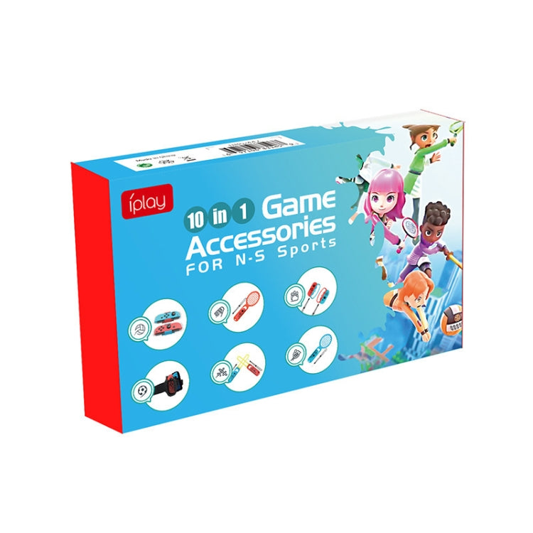 IPLAY HBS-447 10 In 1 Grip + Wrist Strap + Strap + Lightsaber + Racket Sports Set For Nintendo Switch