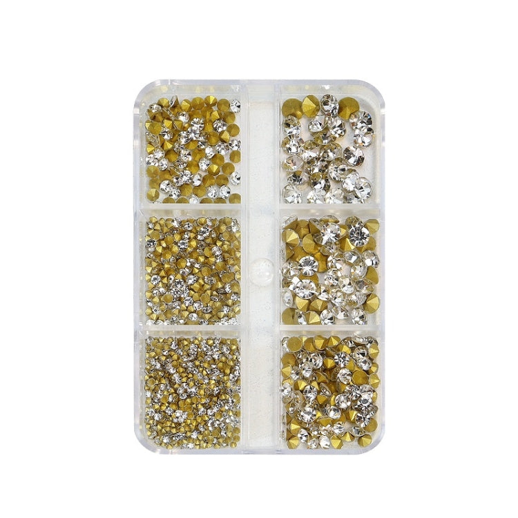 Nail Art 6 Grid Pointed Bottom Diamond Nail Jewelry, Specification: 05 Purple Red