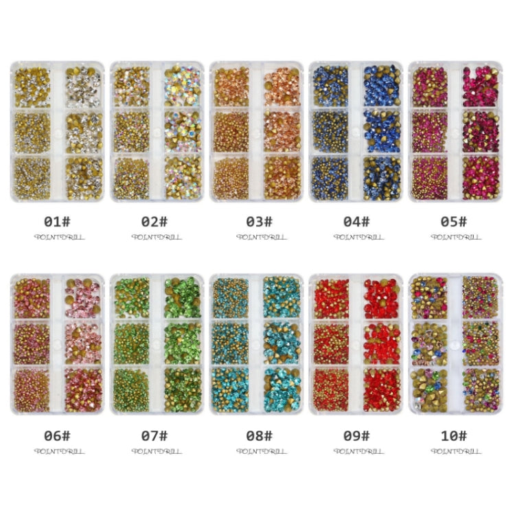 Nail Art 6 Grid Pointed Bottom Diamond Nail Jewelry, Specification: 05 Purple Red