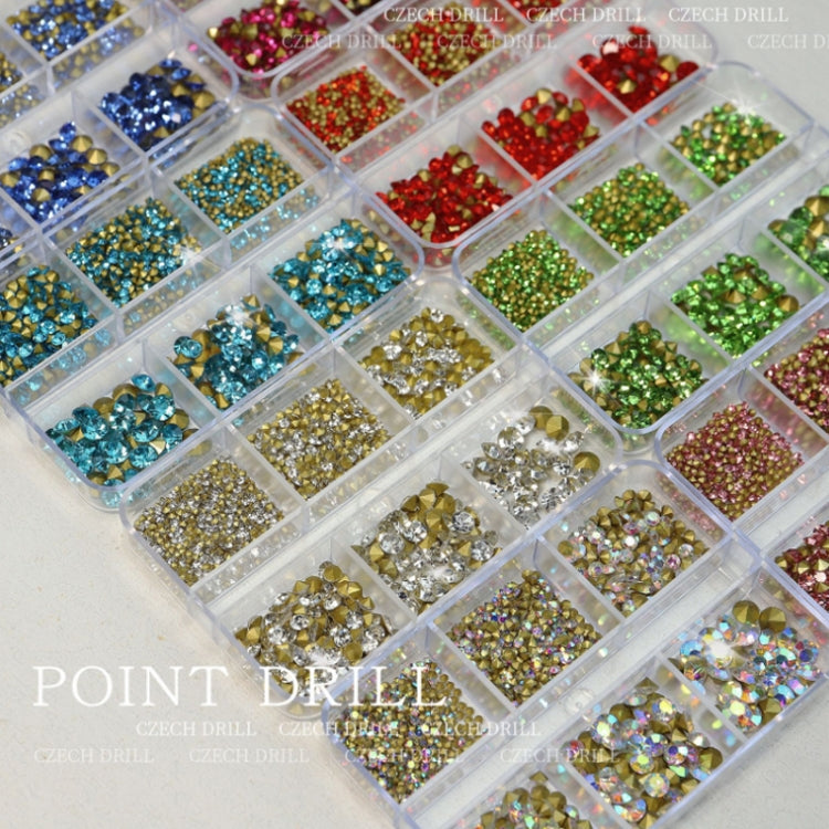 Nail Art 6 Grid Pointed Bottom Diamond Nail Jewelry, Specification: 05 Purple Red